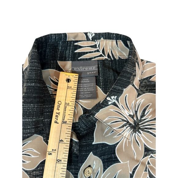 Extreme Gear Men’s Floral Hawaiian Button Down, L - Picture 3 of 5